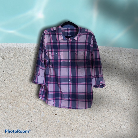 ST JOHNS BAY Size XL roll tab sleeve blouse - Picture 7 of 7